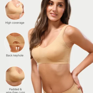 Enamor Easy Slip-On and Back Keyhole Women's Cotton Everyday Beginner's Bra - Padded, Wirefree, Full Coverage - A106