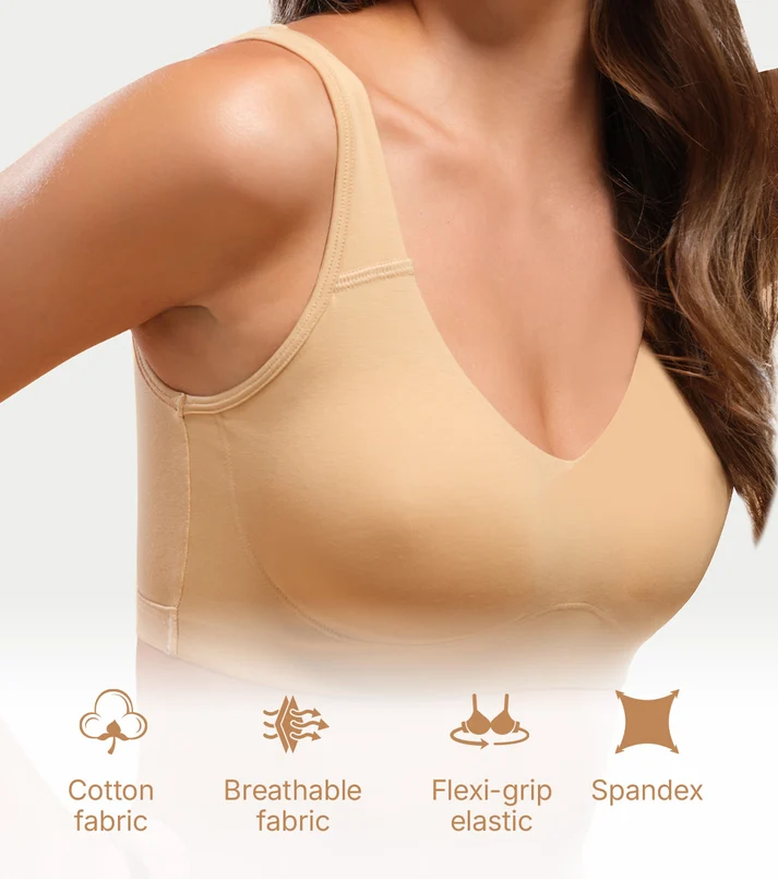 Enamor Easy Slip-On and Back Keyhole Women's Cotton Everyday Beginner's Bra - Padded, Wirefree, Full Coverage - A106 - Image 4