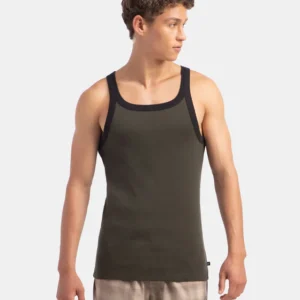 Super Combed Cotton Rib Square Neck Gym Vest