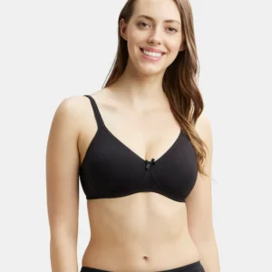 Wirefree Non Padded Super Combed Cotton Elastane Stretch Medium Coverage Everyday Bra with Concealed Shaper Panel